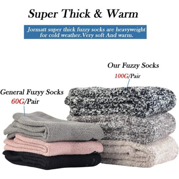 3 Pairs Ultra Thick Grip Fuzzy Socks Non Skid Slipper Hospital Socks Unisex - Picture 2 of 7